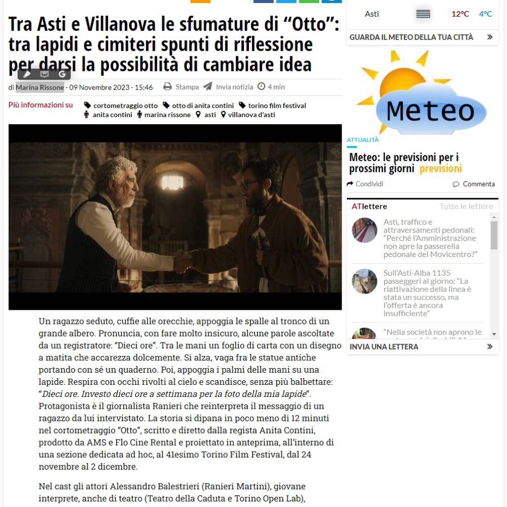 Tra Asti e Villanova le sfumature di “Otto”: tra lapidi e cimiteri spunti di riflessione per darsi la possibilità di cambiare idea