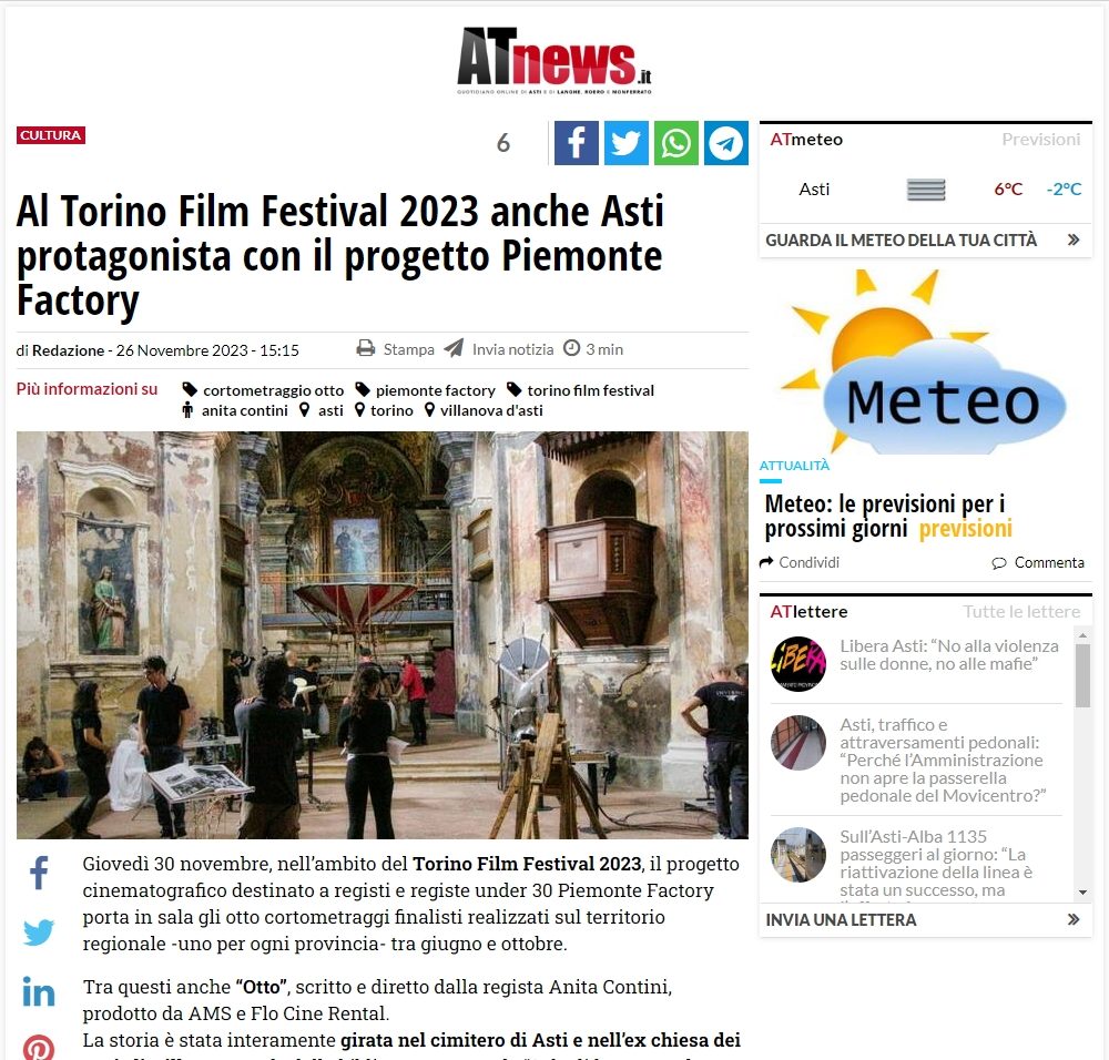 Al Torino Film Festival 2023 anche Asti protagonista con il progetto Piemonte Factory