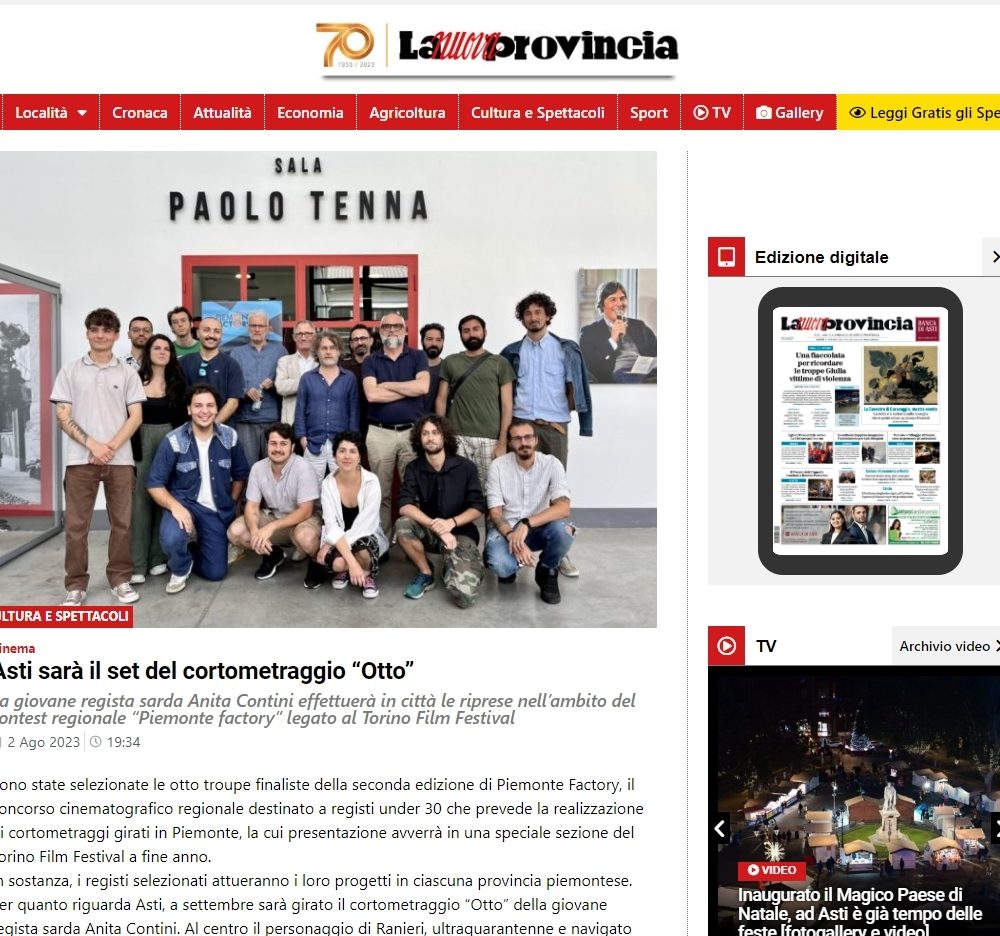 Asti sarà il set del cortometraggio “Otto”